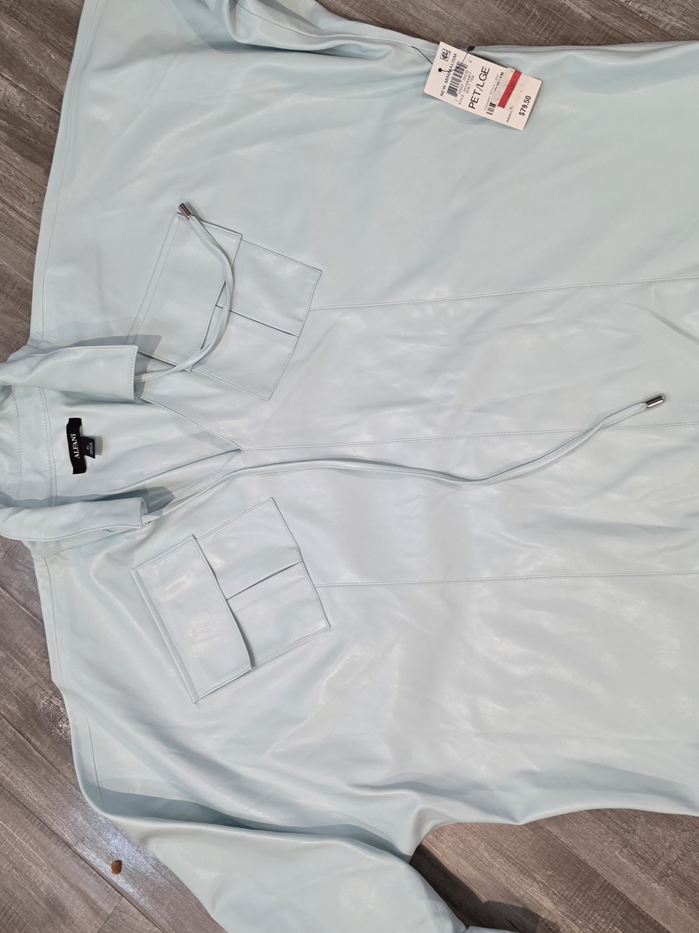 Alfani Light Blue Drawstring Utility Blouse